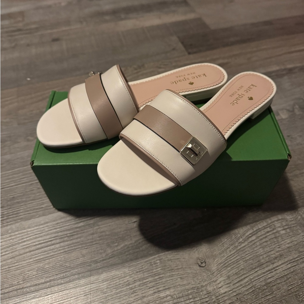 Kate Spade Cream and Tan Women's Mules 7.5